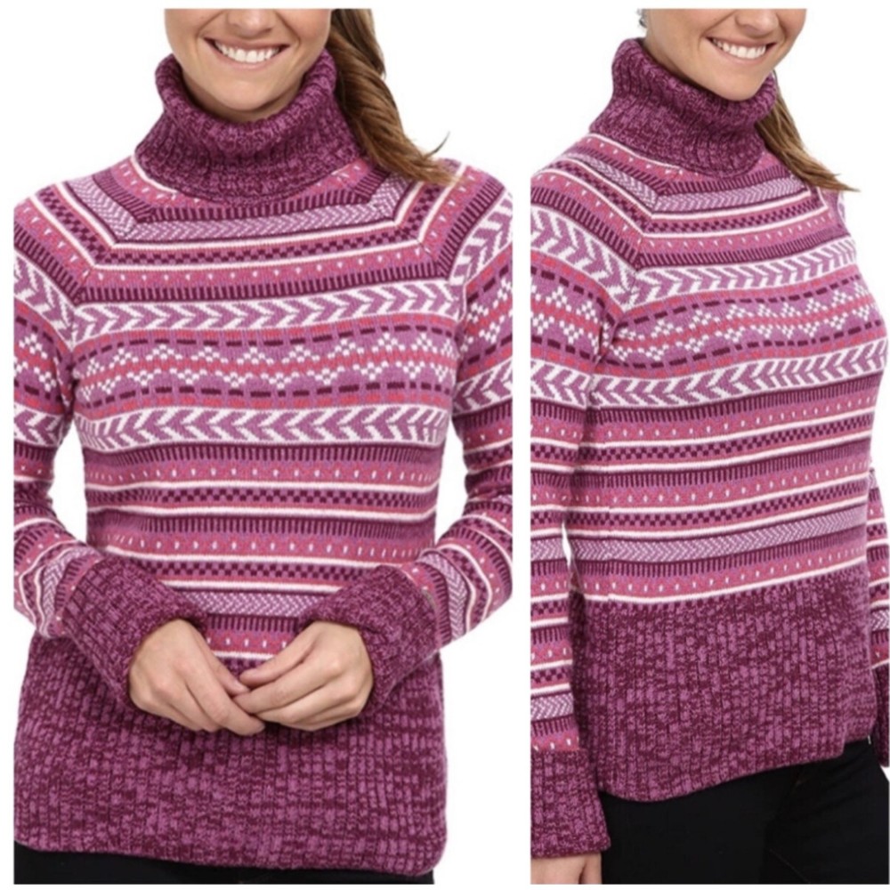 Columbia Pink Fair Isle Turtleneck Sweater